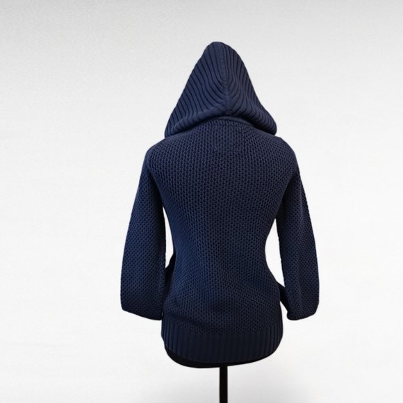 American Eagle Live Your Life Full Zip Cable Knit Hoodie – Navy Blue, Size M - Picture 3 of 16